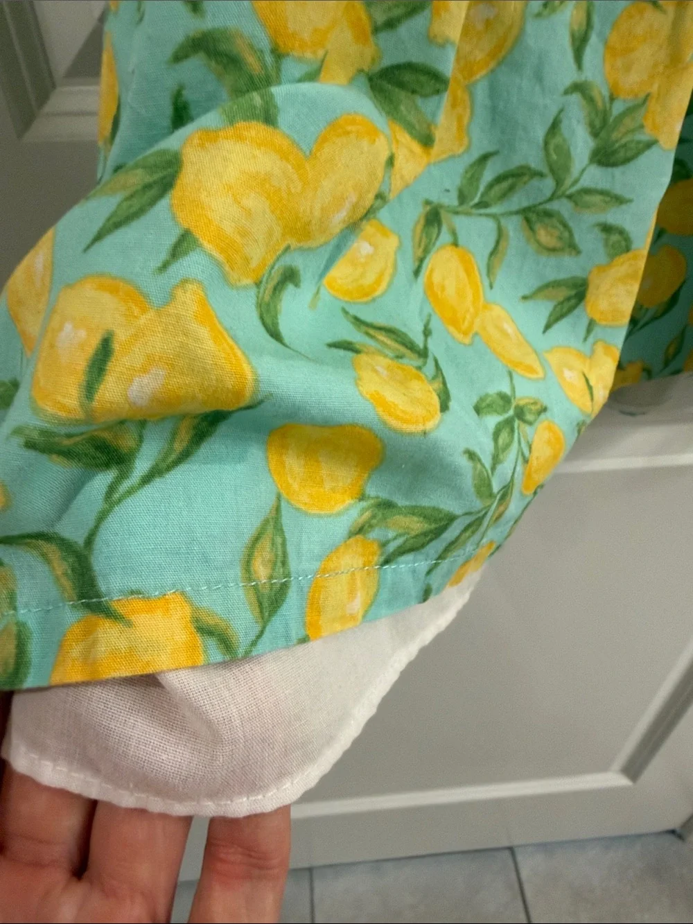 Girls Lemon Print Ruffle Strap Sundress - Aqua & Yellow
